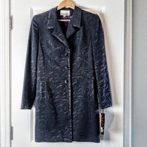 Vintage David Bijoux Long Grey Jacquard Blazer NWT